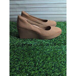Vionic Sereno Camel Nubuck Slip-On Wedges - Women's 8.5 M